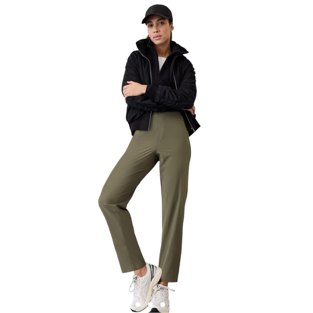 ATHLETA Brooklyn Mid Rise Green Ankle Pant Athleticwear Lightweight